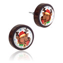 Örhängen, Ear studs (wood) med juldesign, Trä