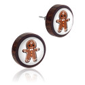 Örhängen, Ear studs (wood) med juldesign, Trä