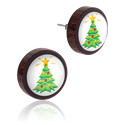 Örhängen, Ear studs (wood) med juldesign, Trä