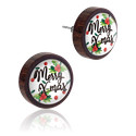 Örhängen, Ear studs (wood) med juldesign, Trä