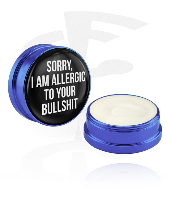 Čištění a péče, Ošetřující krém a deodorant na piercingy s nápisem „Sorry, I am allergic to your bullshit“, Hliníková nádoba