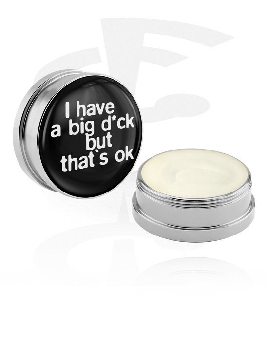 Limpieza y cuidado, Crema reparadora e hidratante para piercings con escrita "I have a big d*ck", Envase de aluminio