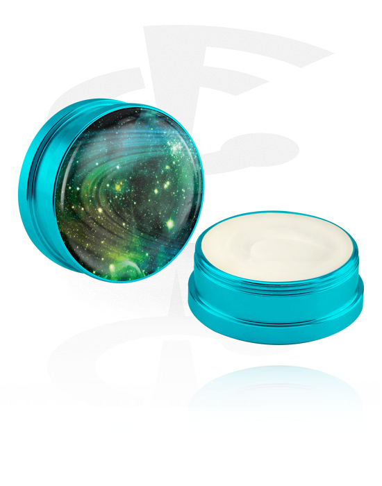 Cleansing and Care, Conditioning Creme and Deodorant for Piercings with galaxy design, Aluminium Container