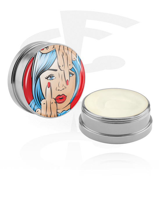Tisztítás és ápolás, Kondicionáló krém és dezodor a piercingekhez val vel comic design "naugthy girl", Alumínium tartály