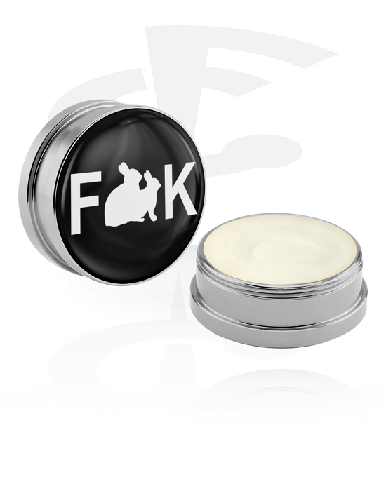 Cleansing and Care, Conditioning Creme and Deodorant for Piercings with rabbit design, Aluminium Container