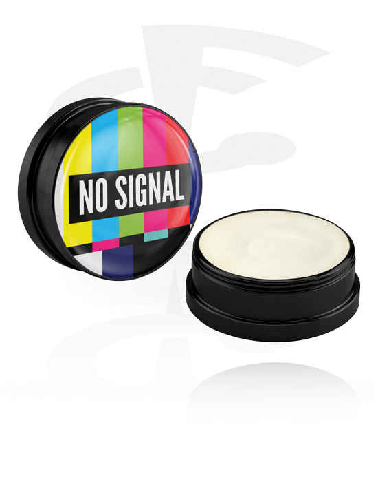Reinigung und Pflege, Pflegecreme und Deodorant für Piercings mit "no signal" Schriftzug, Aluminium Behälter