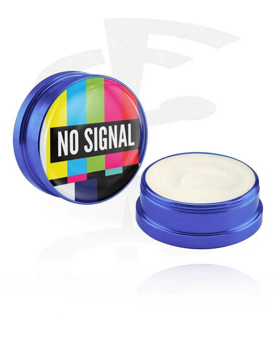 Cleansing and Care, Conditioning Creme and Deodorant for Piercings with "no signal" lettering, Aluminium Container