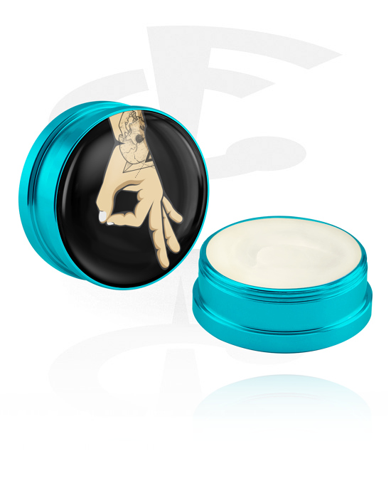 Reinigung und Pflege, Pflegecreme und Deodorant für Piercings mit "Lochspiel"-Design, Aluminium Behälter