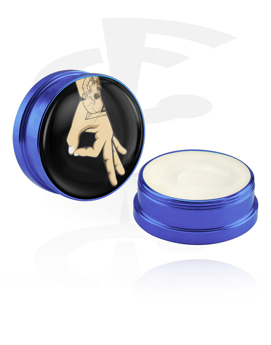 Cleansing and Care, Conditioning Creme and Deodorant for Piercings with Circle Game design, Aluminium Container