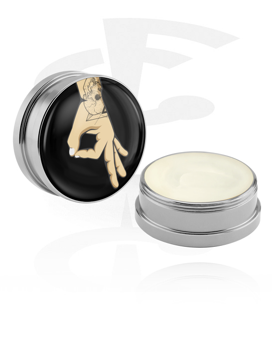 Rengöring och vård, Hudkräm och deodorant för piercingar med cirkelspel-design, Aluminiumbehållare