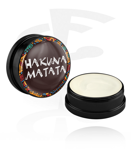 Rens og pleie, Balsamerende krem og deodorant for piercinger med "Hakuna Matata" skrift, Aluminiumsbeholder