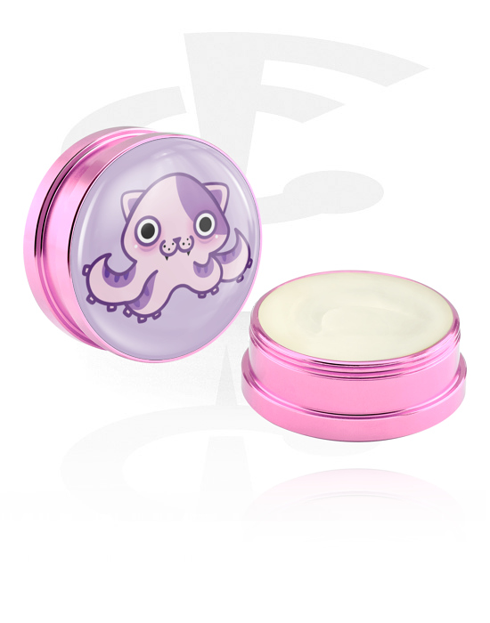 Cleansing and Care, Conditioning Creme and Deodorant for Piercings with octopus design, Aluminium Container