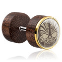 Faux piercings, Faux plug avec incrustation en acier, Acajou, Acier chirurgical 316L