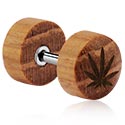 Faux piercings, Faux plug avec gravure laser, Hêtre, Acier chirurgical 316L