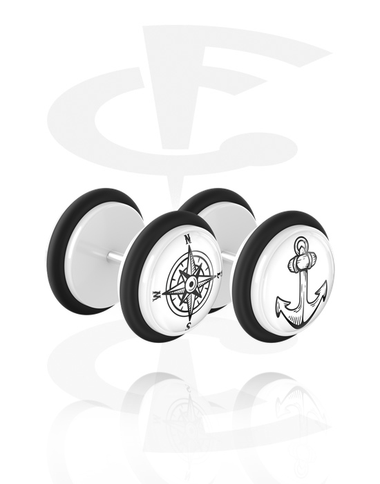 Lažni piercing nakit, 1 par lažnih čepića s O-prstenovima, Akril, Kirurški čelik 316L