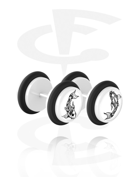 Fake Piercings, 1 Pair Fake Plugs with O-rings, Acrylic, Surgical Steel 316L