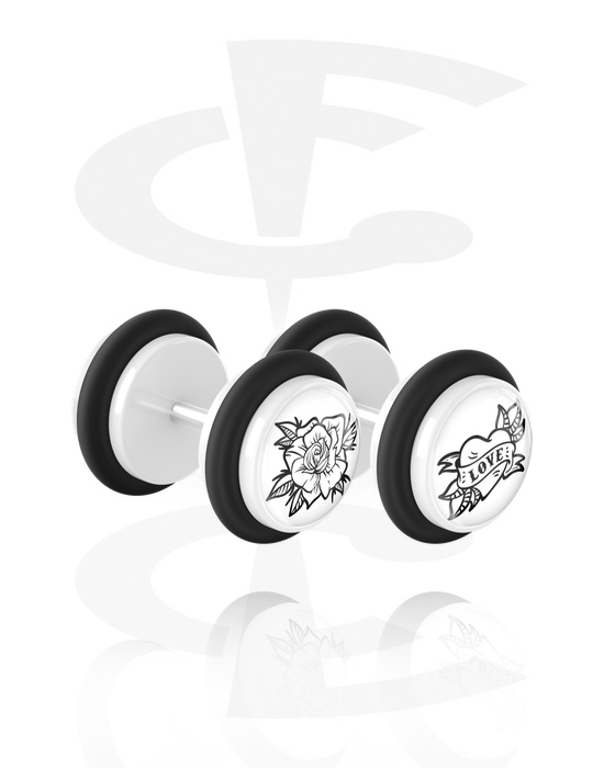 Lažni piercing nakit, 1 par lažnih čepića s O-prstenovima, Akril, Kirurški čelik 316L