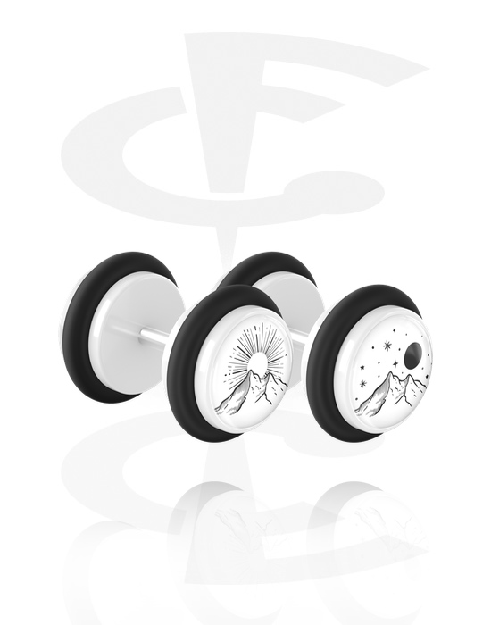 Fejkpiercingar, 1 Pair Fake Plugs med O-ringar, Akryl, Kirurgiskt stål 316L
