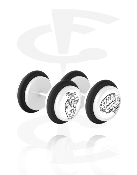 Falošné pírsingové šperky, 1 pár falošných plugov s O-krúžky, Akryl, Chirurgická oceľ 316L