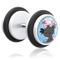 Faux piercings, Faux plug avec motif crapwaer, Acrylique, Acier chirurgical 316L