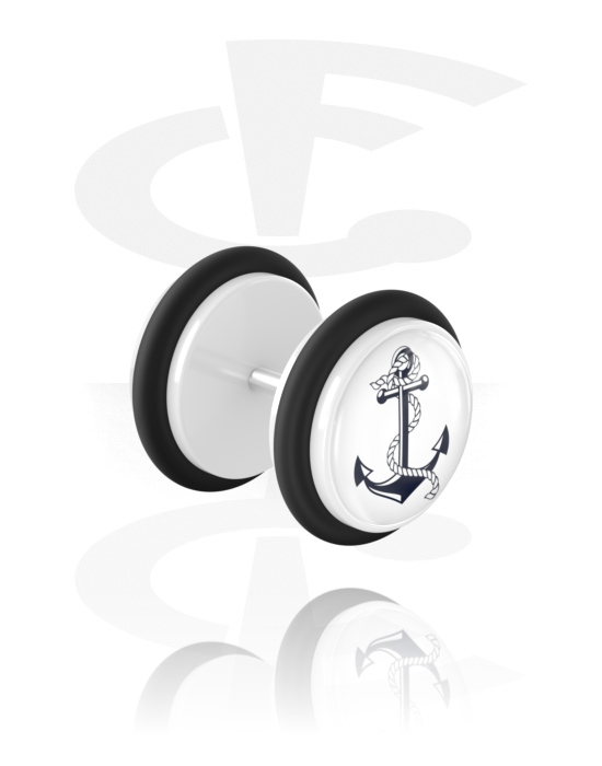 Fake Piercings, Fake Plug with anchor design, Acrylic, Surgical Steel 316L