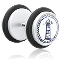 Faux piercings, Faux plug avec motif phare, Acrylique, Acier chirurgical 316L
