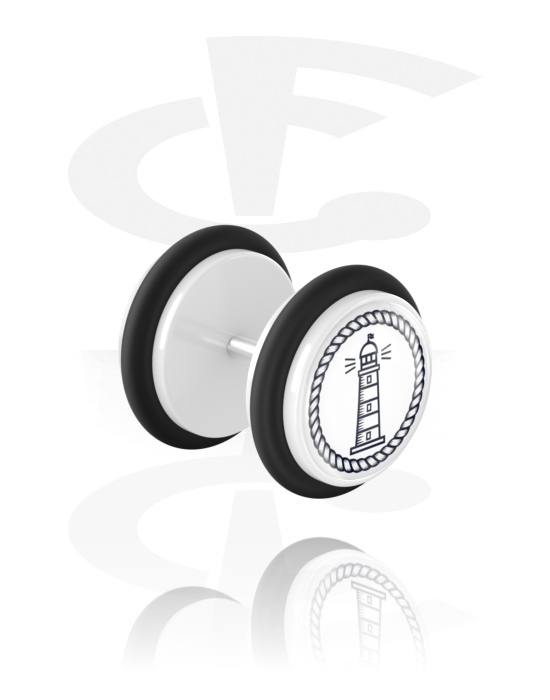 Lažni piercing nakit, Lažni čepić s motivom "svjetionik", Akril, Kirurški čelik 316L