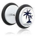Faux piercings, Faux plug avec motif île, Acrylique, Acier chirurgical 316L