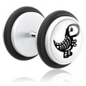 Faux piercings, Faux plug avec motif squelette, Acrylique, Acier chirurgical 316L