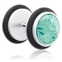 Faux piercings, Faux plug avec motif fleur, Acrylique, Acier chirurgical 316L