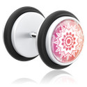 Faux piercings, Faux plug avec motif mandala, Acrylique, Acier chirurgical 316L