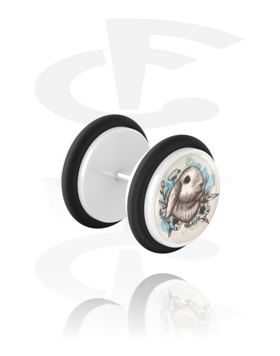 Lažni piercing nakit, Lažni čepić s dizajnom zeca, Akril, Kirurški čelik 316L