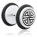 Faux piercings, Faux plug avec motif runes nordiques, Acrylique, Acier chirurgical 316L