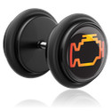 Faux piercings, Faux plug avec motif course automobile, Acrylique, Acier chirurgical 316L