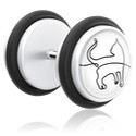 Faux piercings, Faux plug avec motif animal, Acrylique, Acier chirurgical 316L