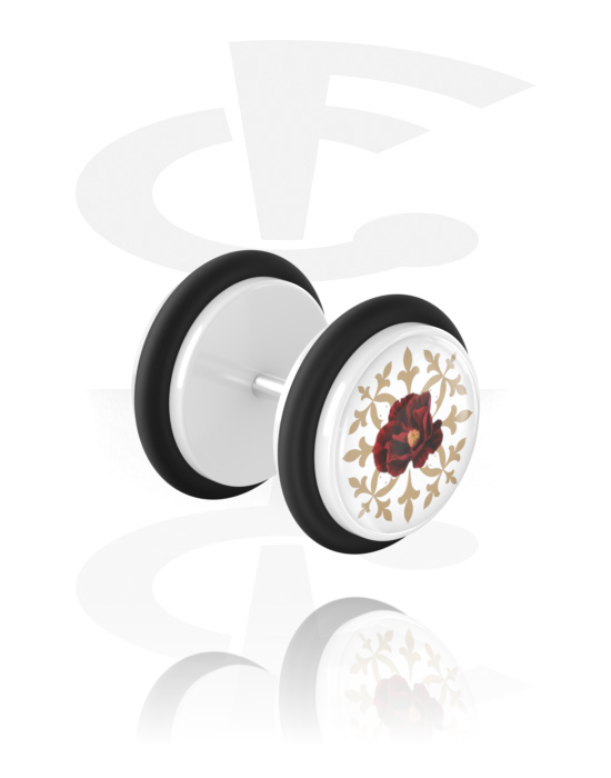 Lažni piercing nakit, Lažni čepić s cvjetnim dizajnom, Akril, Kirurški čelik 316L