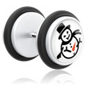 Fake piercings, Fake plug met Kerstdesign, Acryl, Chirurgisch staal 316L