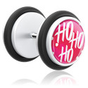 Fake piercings, Fake plug met Kerstdesign, Acryl, Chirurgisch staal 316L