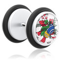 Fake piercings, Fake plug met Kerstdesign, Acryl, Chirurgisch staal 316L