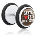 Fake piercings, Fake plug met Kerstdesign, Acryl, Chirurgisch staal 316L