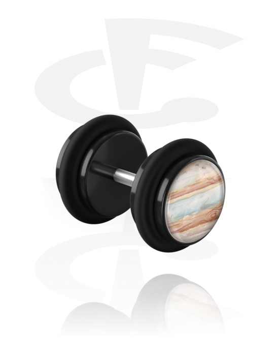 Falešné piercingové šperky, Falešný plug planeta „Jupiter“, Akryl, Chirurgická ocel 316L