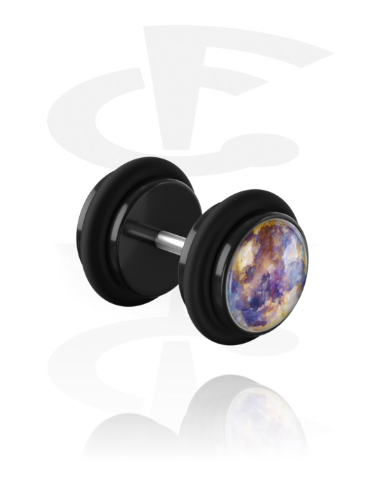 Falošné pírsingové šperky, Falošný plug planéta „Merkúr“, Akryl, Chirurgická oceľ 316L