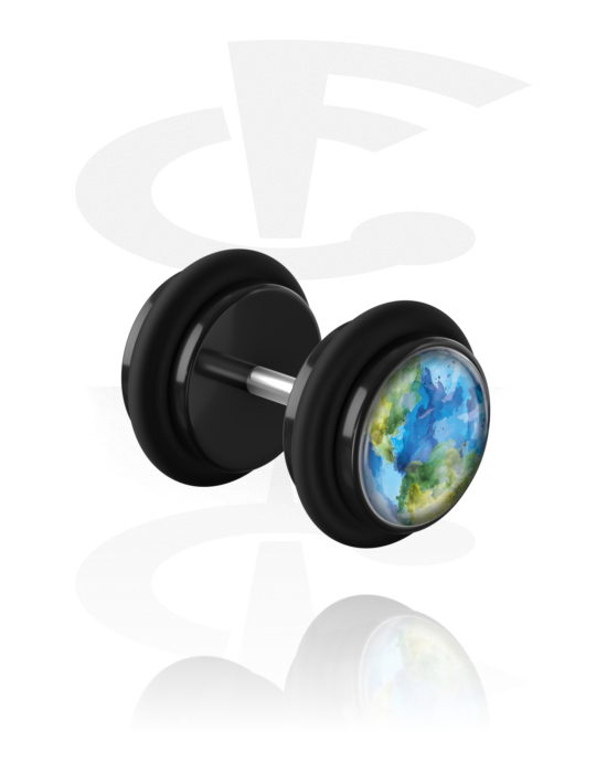 Fake Piercings, Planet Fake Plug 'Earth', Acrylic, Surgical Steel 316L