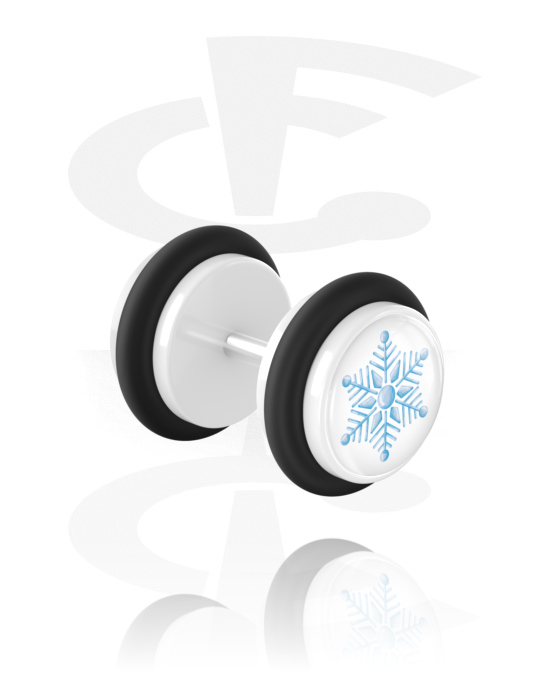 Fake Piercings, Fake Plug with Christmas design, Acrylic, Surgical Steel 316L