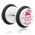 Fake Piercings, Fake Plug with Christmas design, Acrylic, Surgical Steel 316L