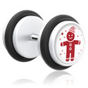 Fake Piercings, Fake Plug with Christmas design, Acrylic, Surgical Steel 316L