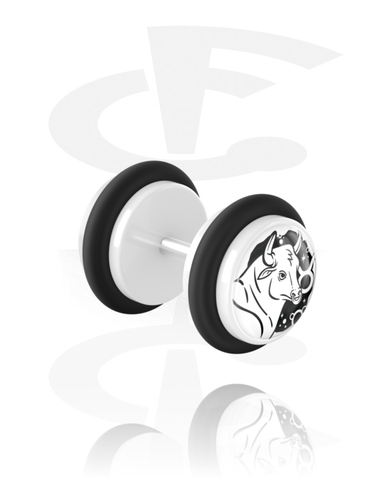 Falešné piercingové šperky, Falešný plug s Designem zvěrokruh, Akryl, Chirurgická ocel 316L