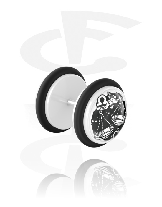 Fake piercings, Fake plug com design círculo do zodíaco, Acrílico, Aço cirúrgico 316L