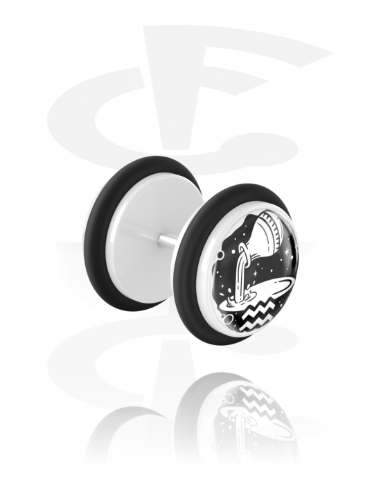 Piercings falsos, Falso plug con Diseño signos del Zodiaco, Acrílico, Acero quirúrgico 316L