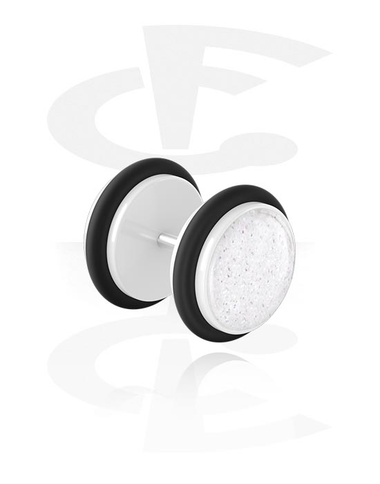 Falske piercinger, Falsk plugg med Glitterdesign, Akryl, Kirurgisk stål 316L